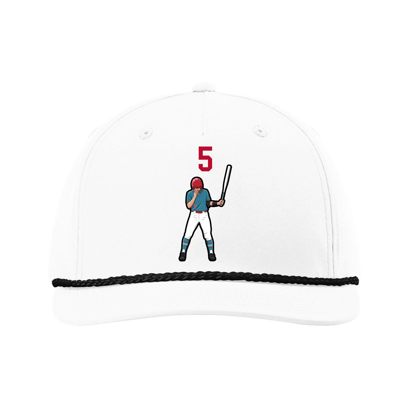 Five-Panel Classic Rope Cap — Number Top in White