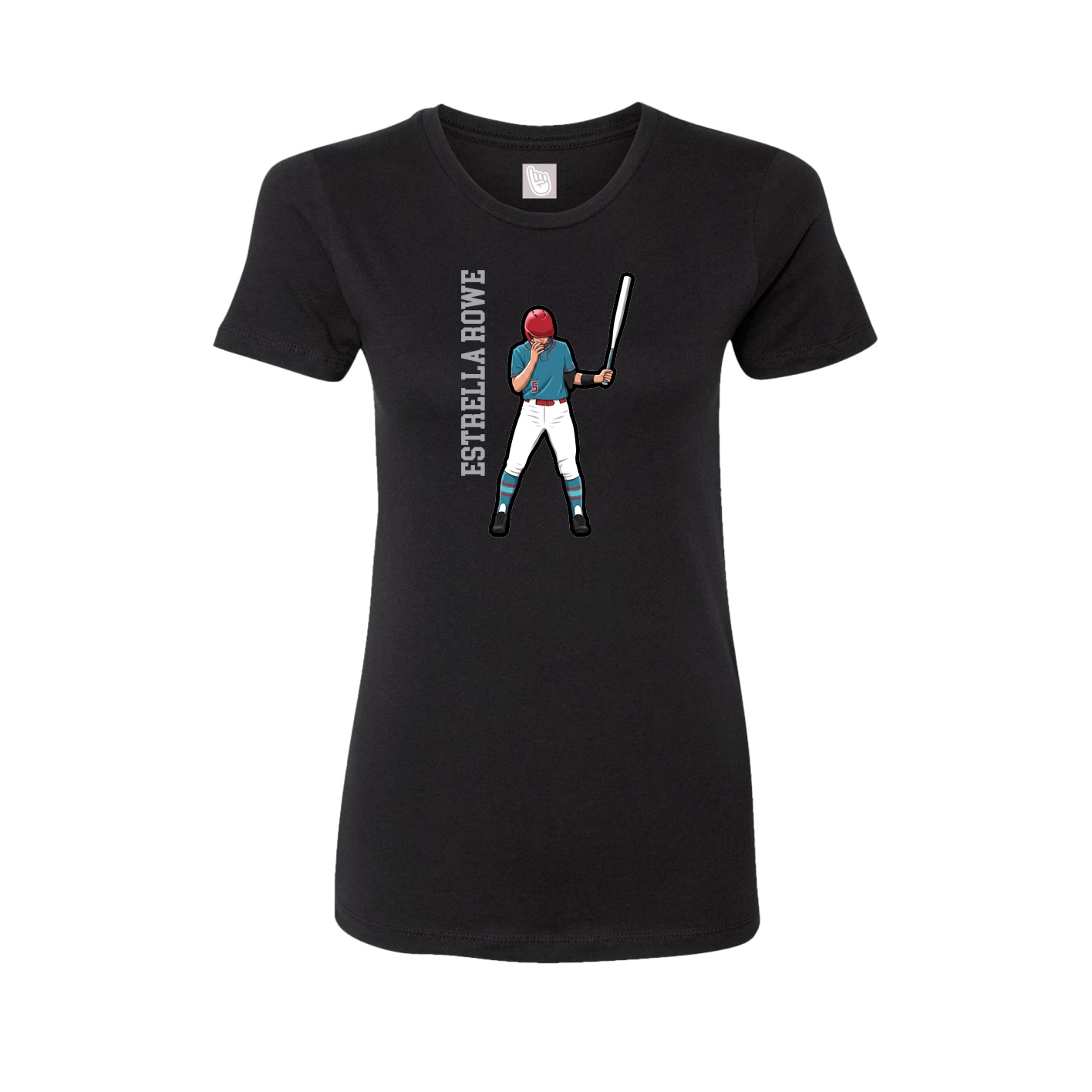 Fitted Women's Tee — Name Vertical in Black