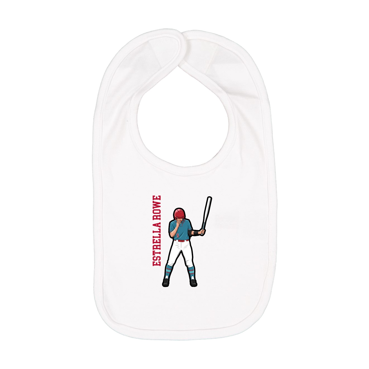 Infant Bib — Name Vertical in White