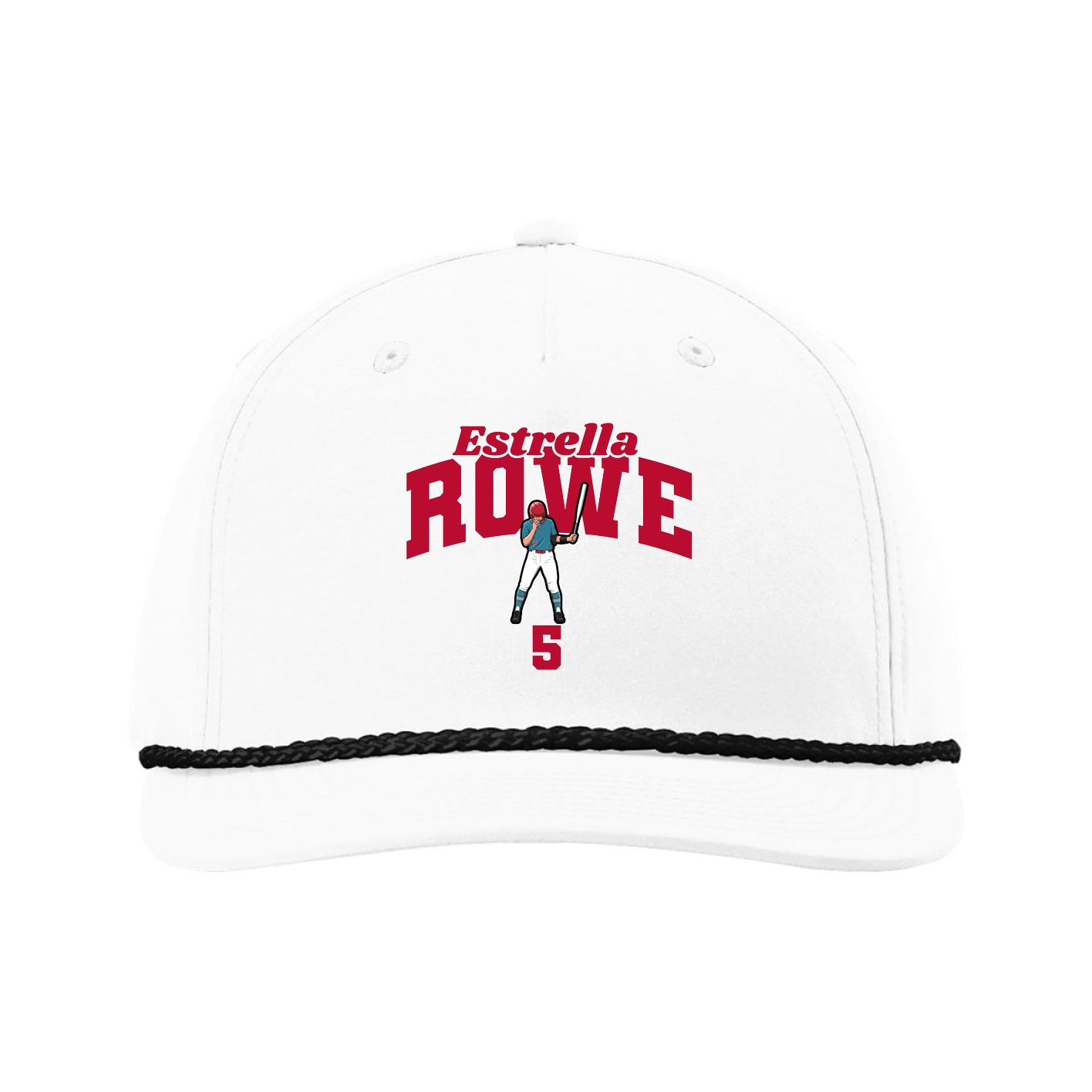 Five-Panel Classic Rope Cap — Signature Arch in White