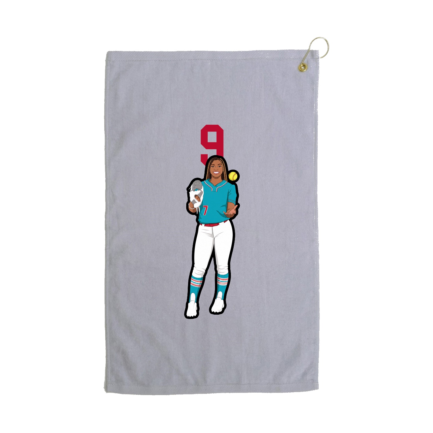 Golf Towel — Number Top in Grey