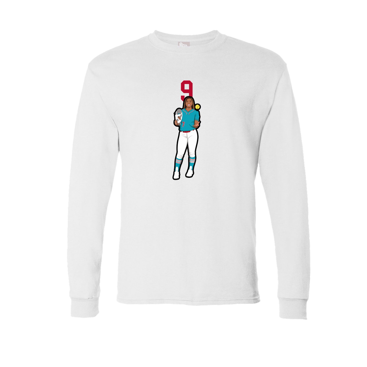 Long Sleeve Tee — Number Top in White