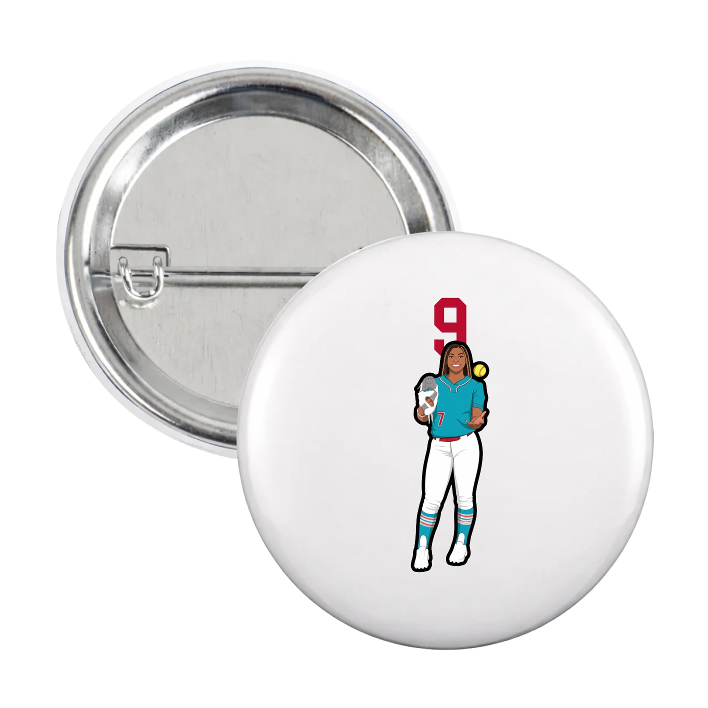 Game Day Button — Number Top in White
