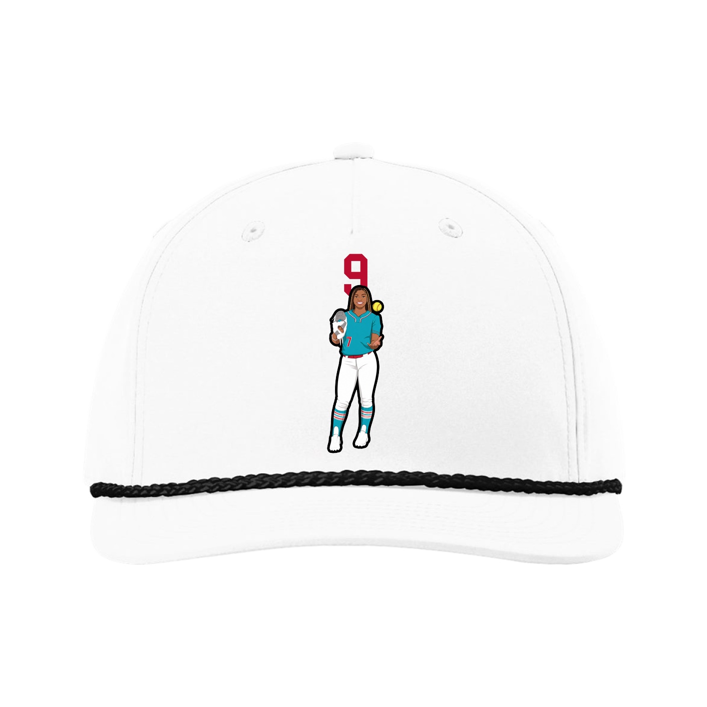 Five-Panel Classic Rope Cap — Number Top in White