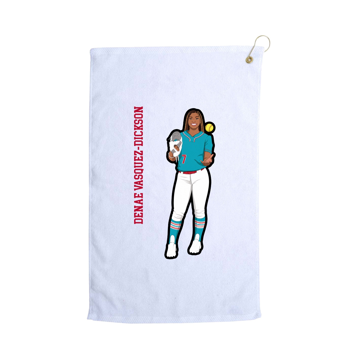 Golf Towel — Name Vertical in White