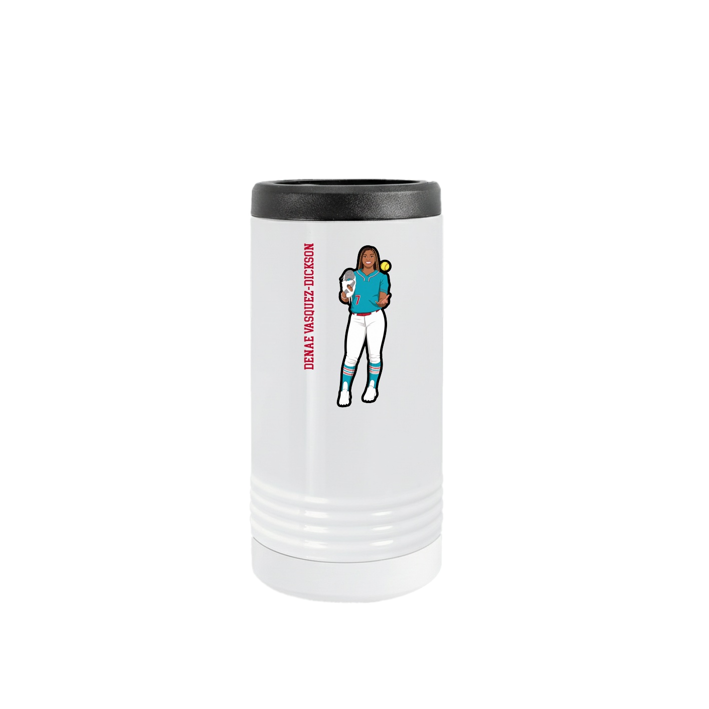 Slim Beverage Holder — Name Vertical in White