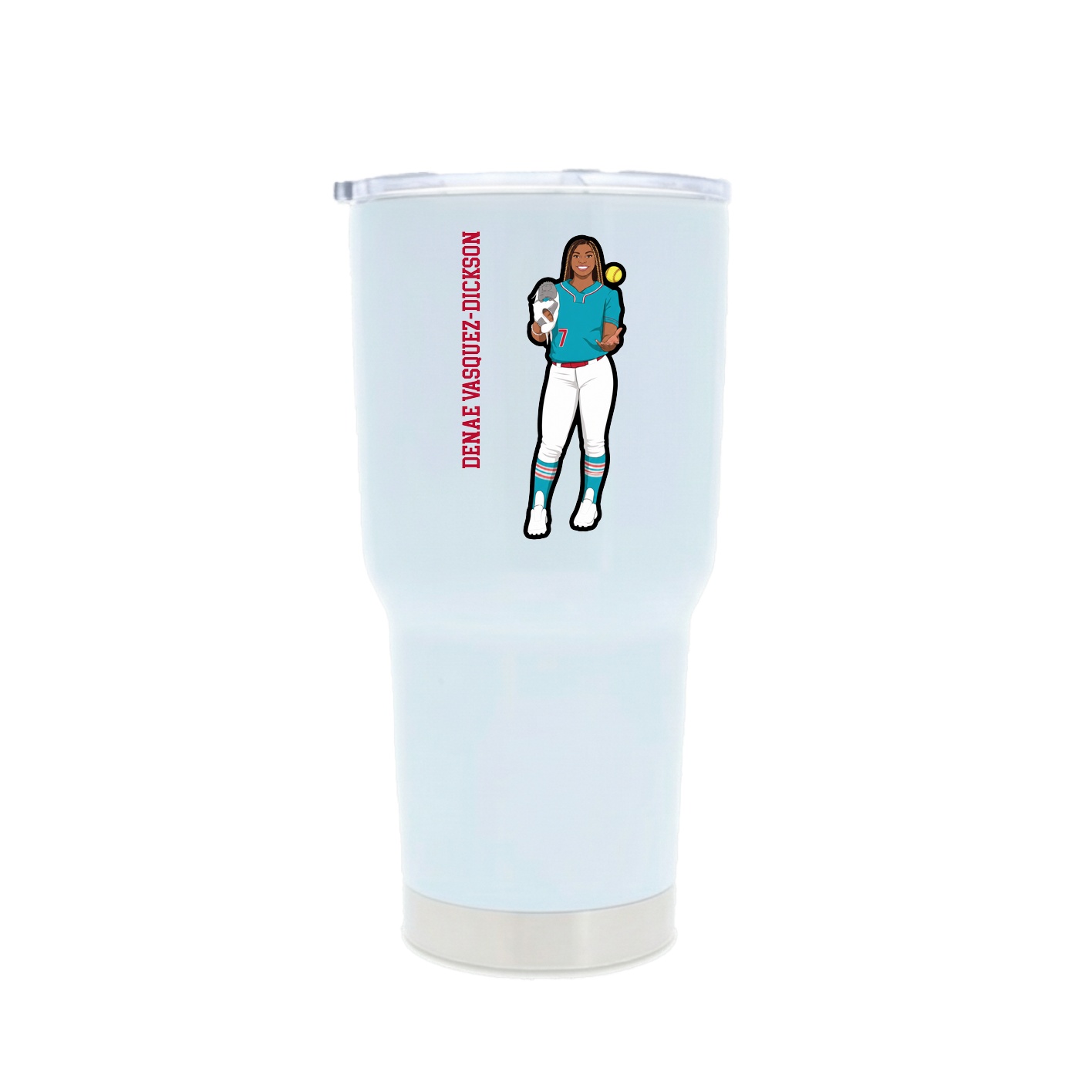 30oz Stainless Steel Tumbler — Name Vertical in White