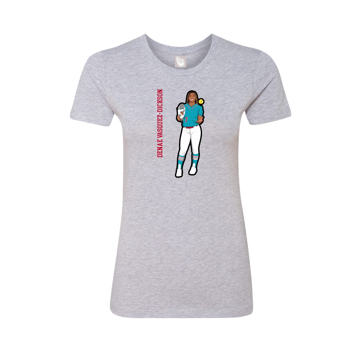 Fitted Women's Tee — Name Vertical in Grey