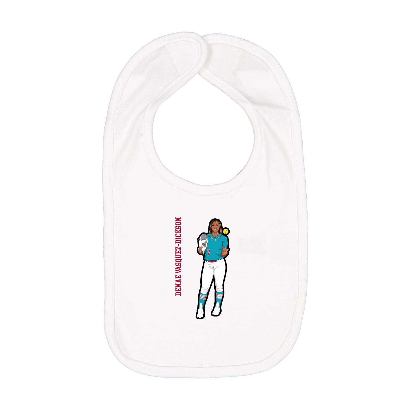 Infant Bib — Name Vertical in White