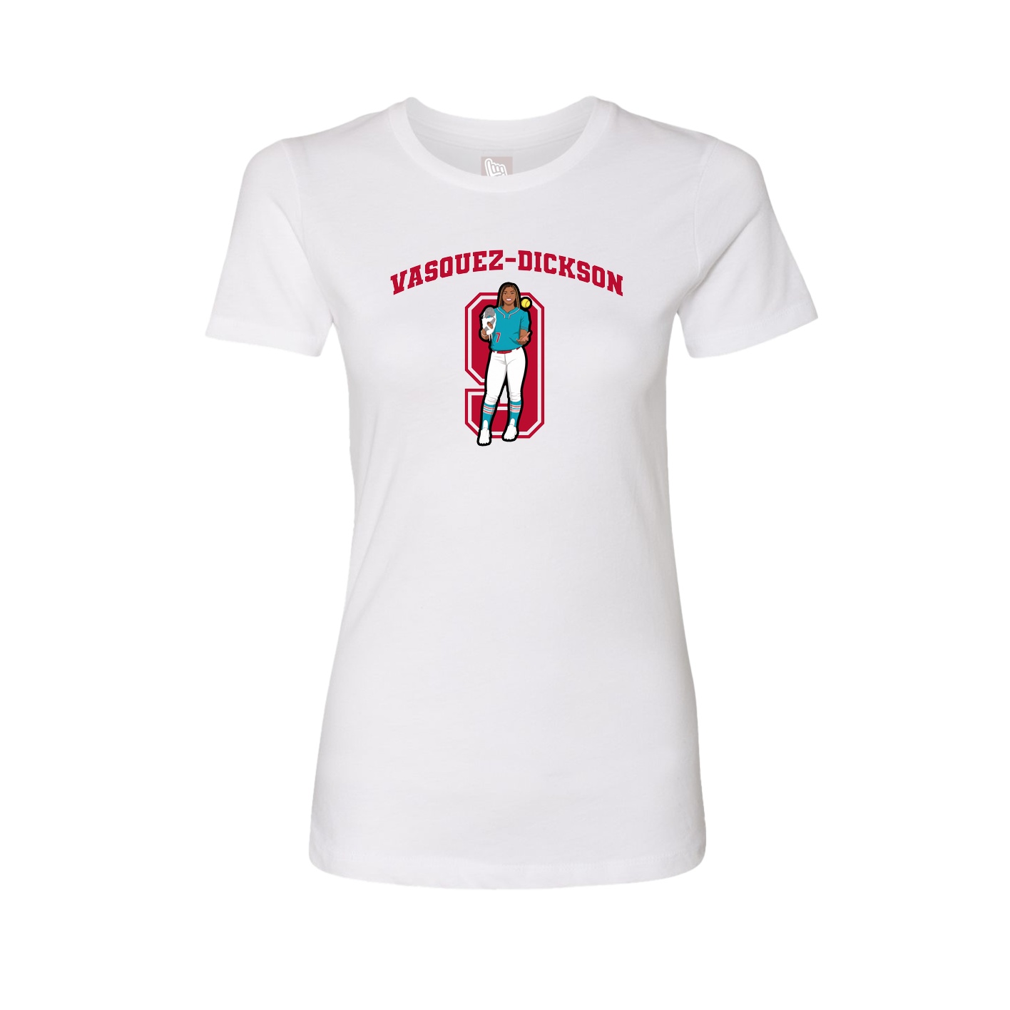Fitted Women's Tee — Number in White