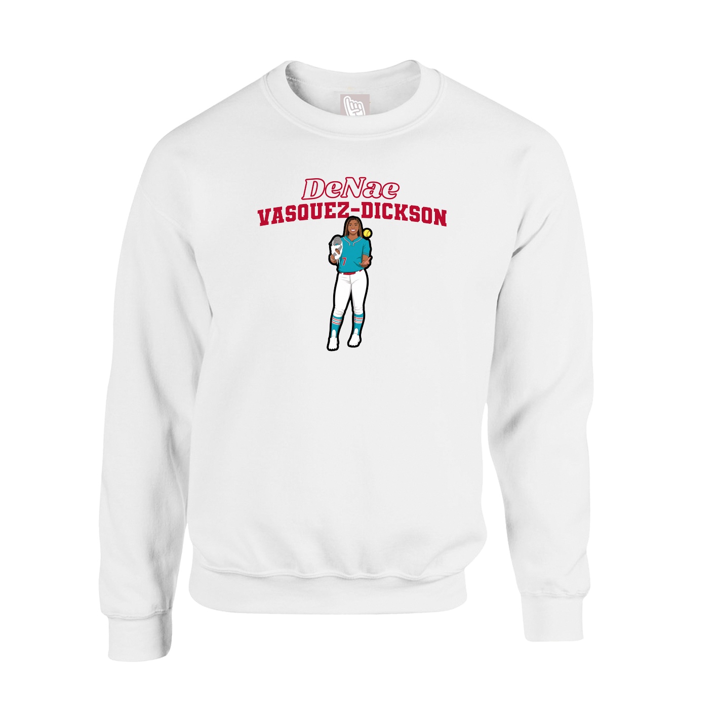 Fleece Crew — Name Arch in White