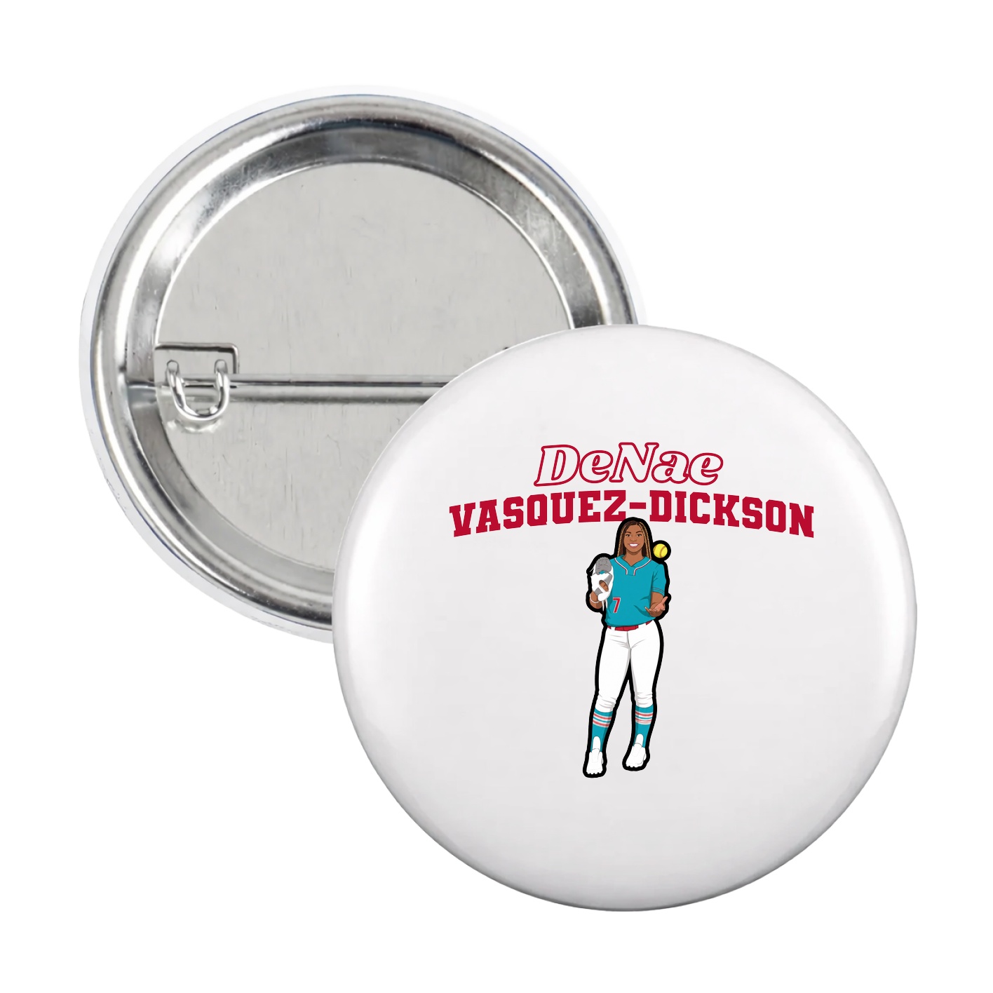 Game Day Button — Name Arch in White