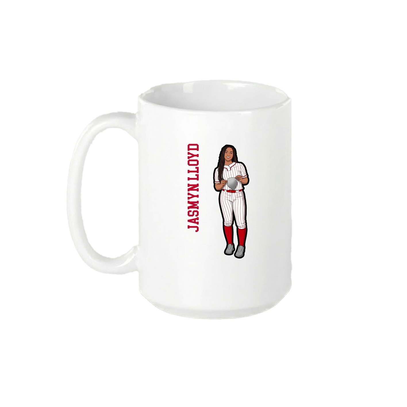 15oz Coffee Mug — Name Vertical in White