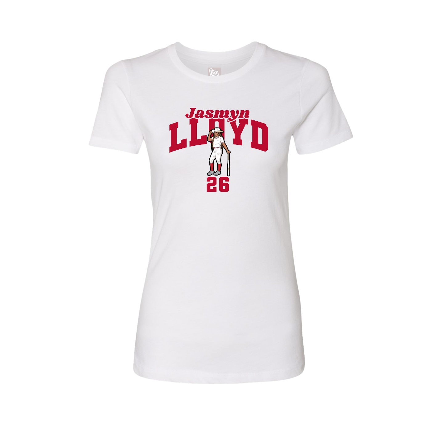 Fitted Women's Tee — Signature Arch in White