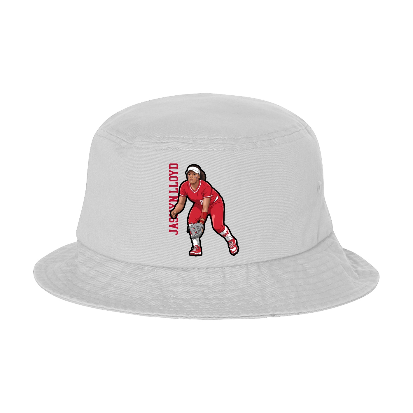Bucket Cap — Name Vertical in White