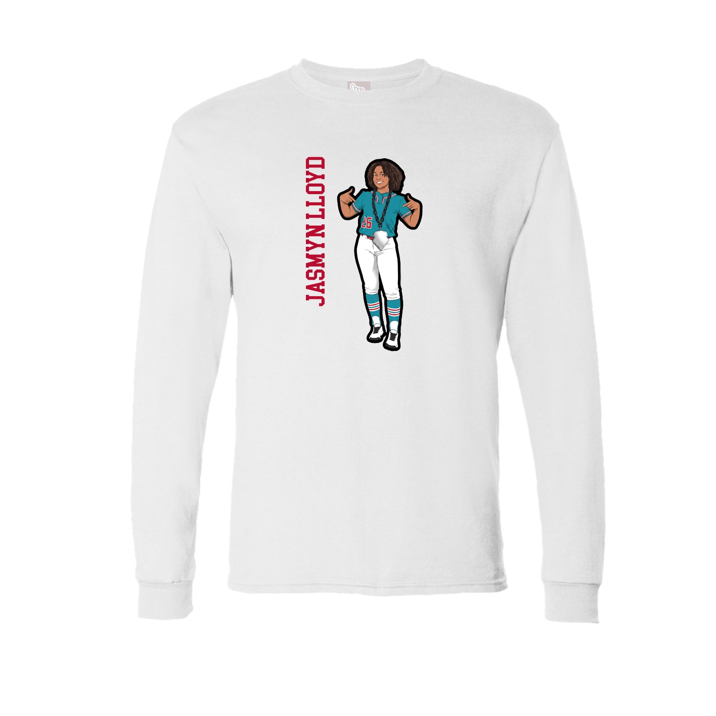 Long Sleeve Tee — Name Vertical in White