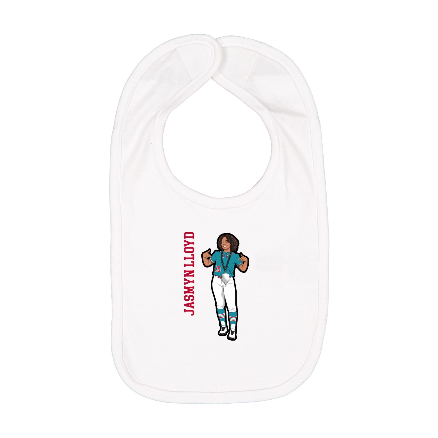 Infant Bib — Name Vertical in White