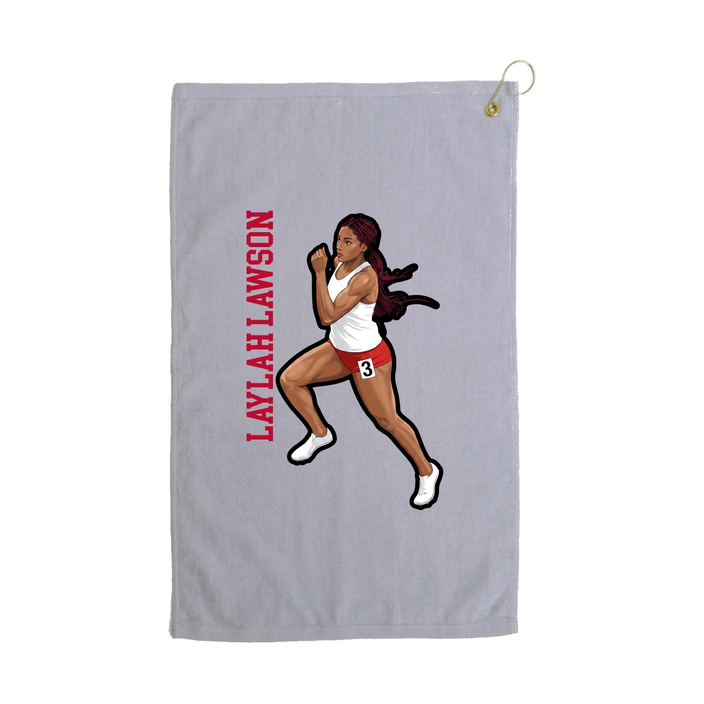 Golf Towel — Name Vertical in Grey
