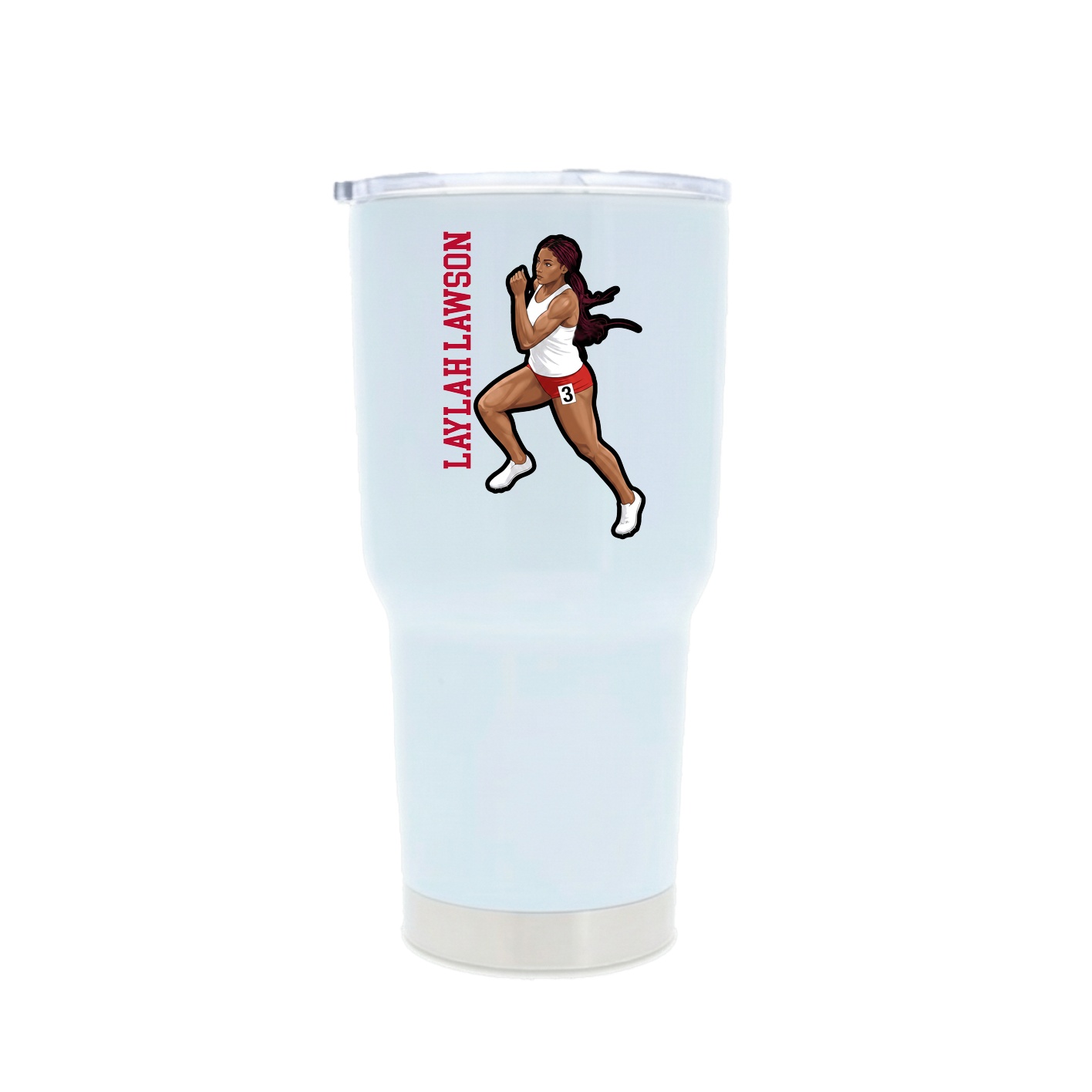 30oz Stainless Steel Tumbler — Name Vertical in White