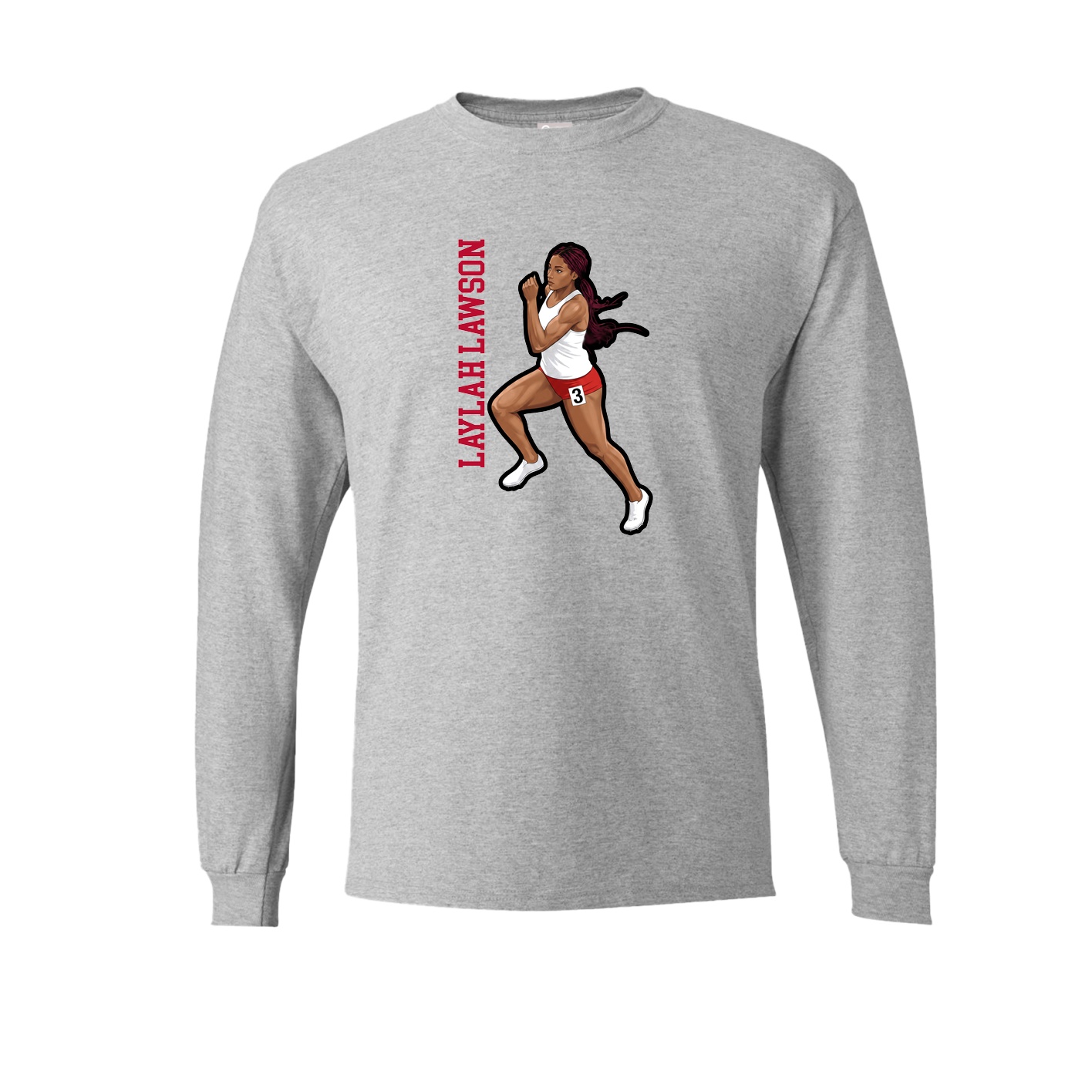 Long Sleeve Tee — Name Vertical in Grey