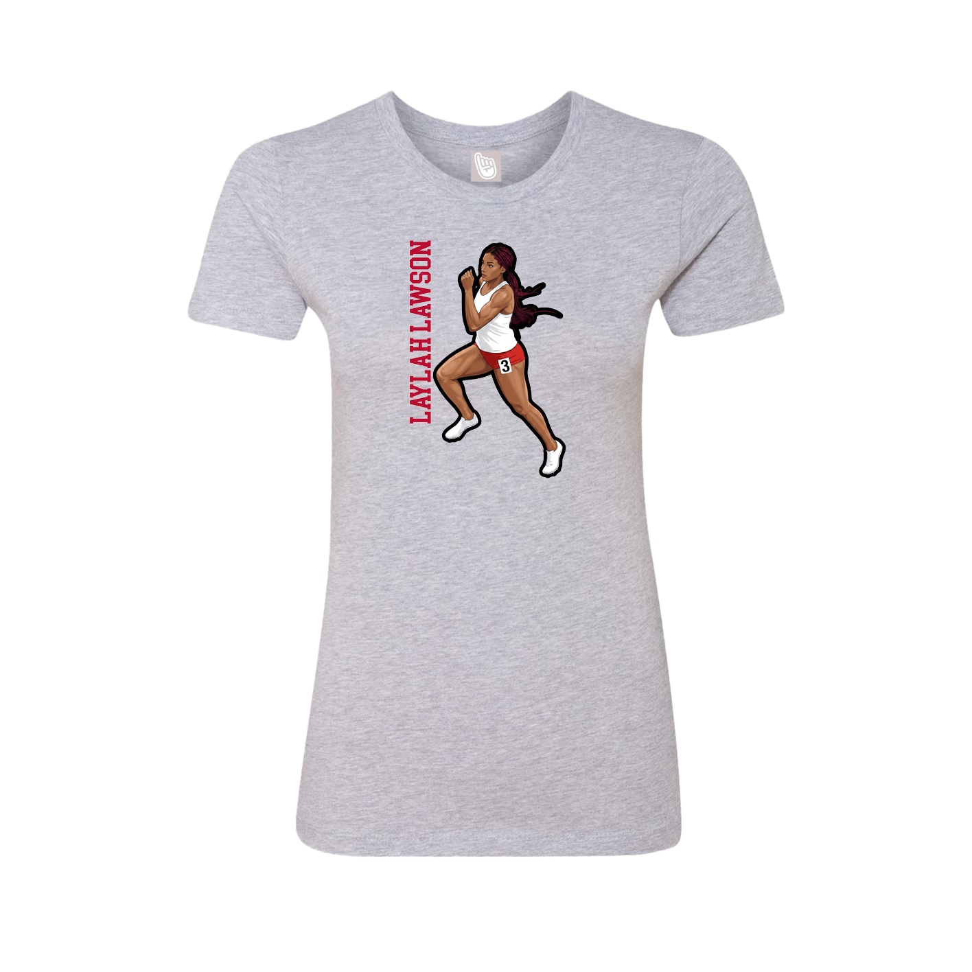 Fitted Women's Tee — Name Vertical in Grey