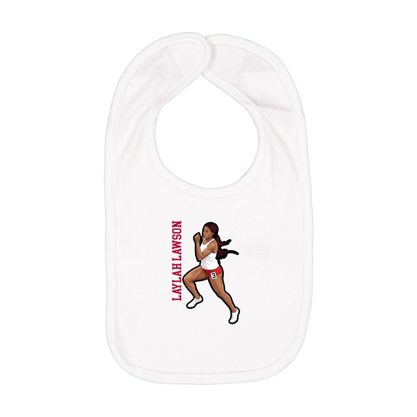 Infant Bib — Name Vertical in White