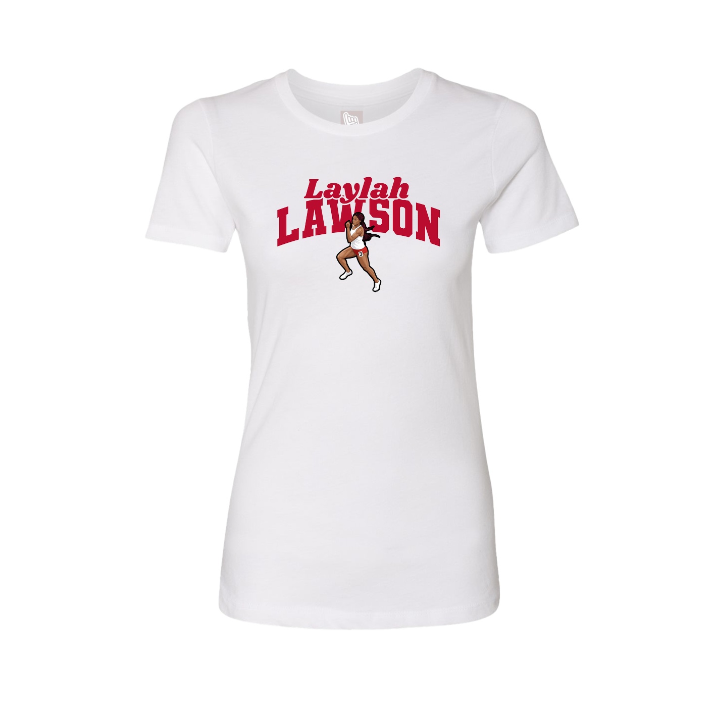 Fitted Women's Tee — Signature Arch in White