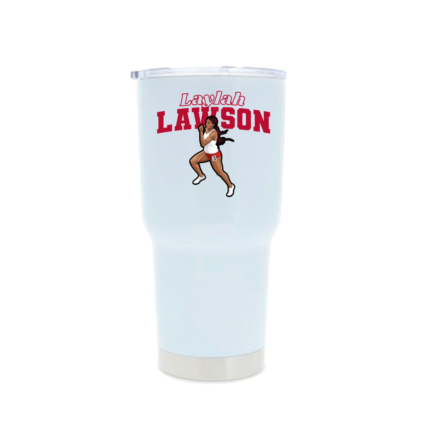 30oz Stainless Steel Tumbler — Name Arch in White