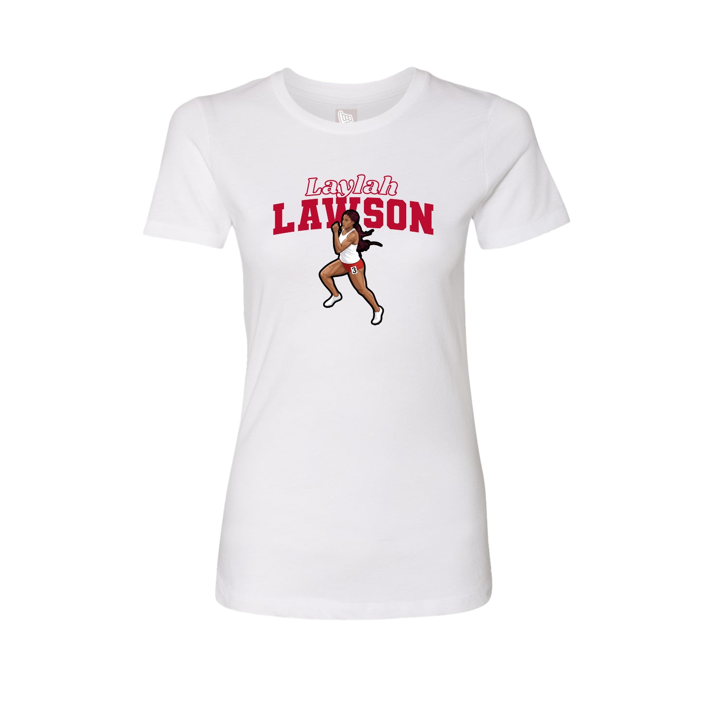 Fitted Women's Tee — Name Arch in White