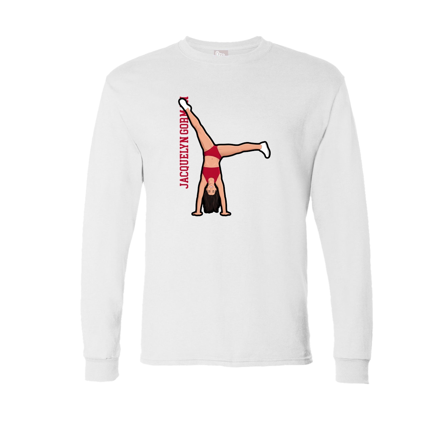 Long Sleeve Tee — Name Vertical in White