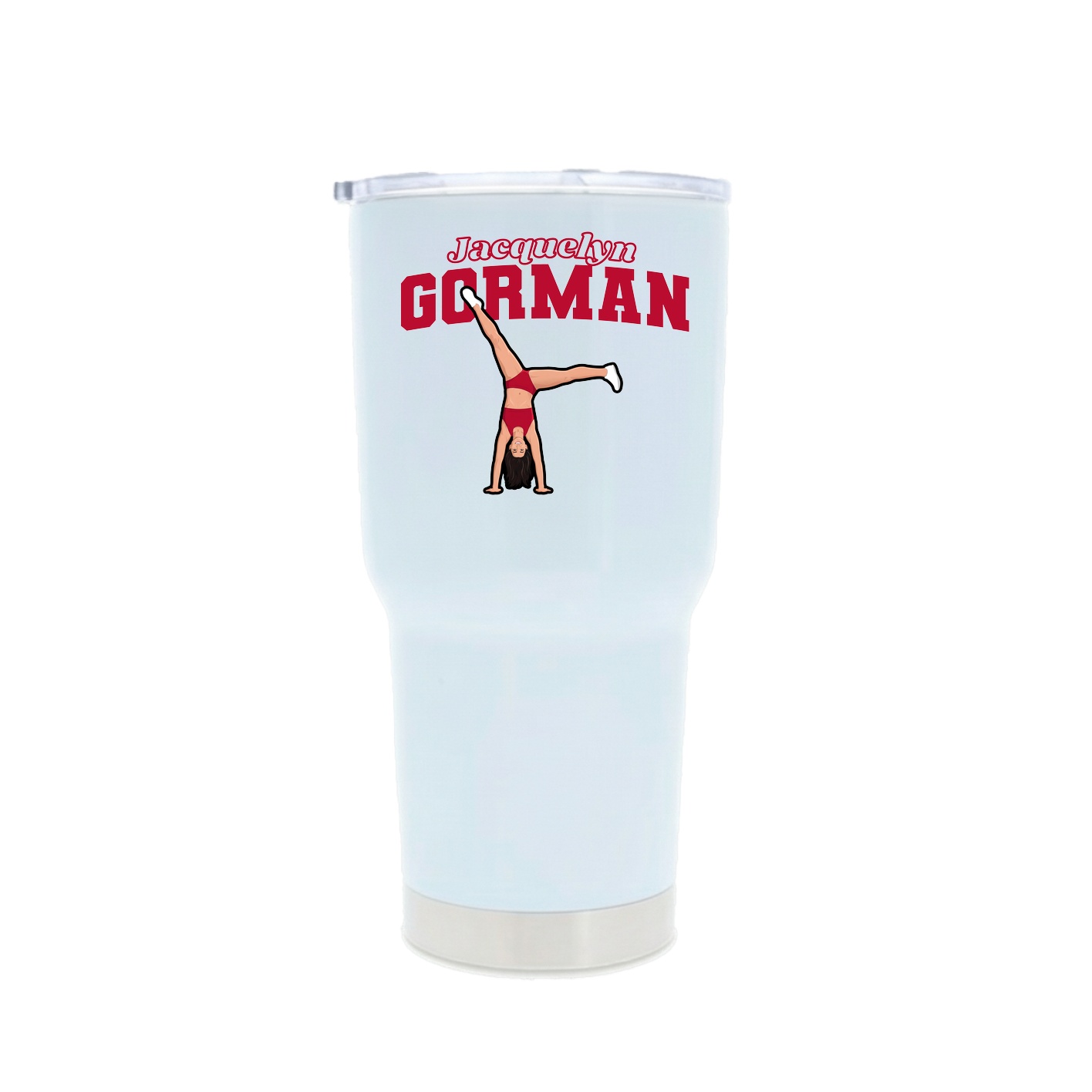30oz Stainless Steel Tumbler — Name Arch in White