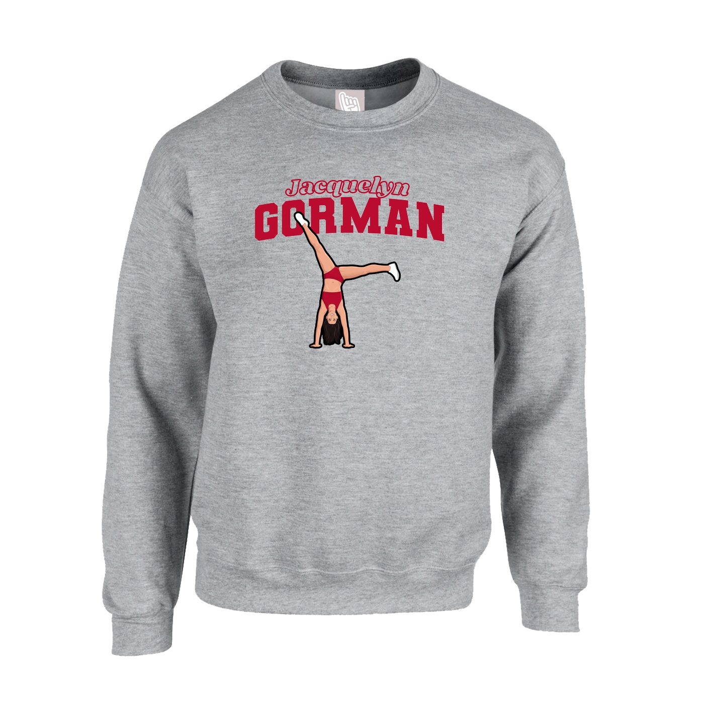 Fleece Crew — Name Arch in Grey