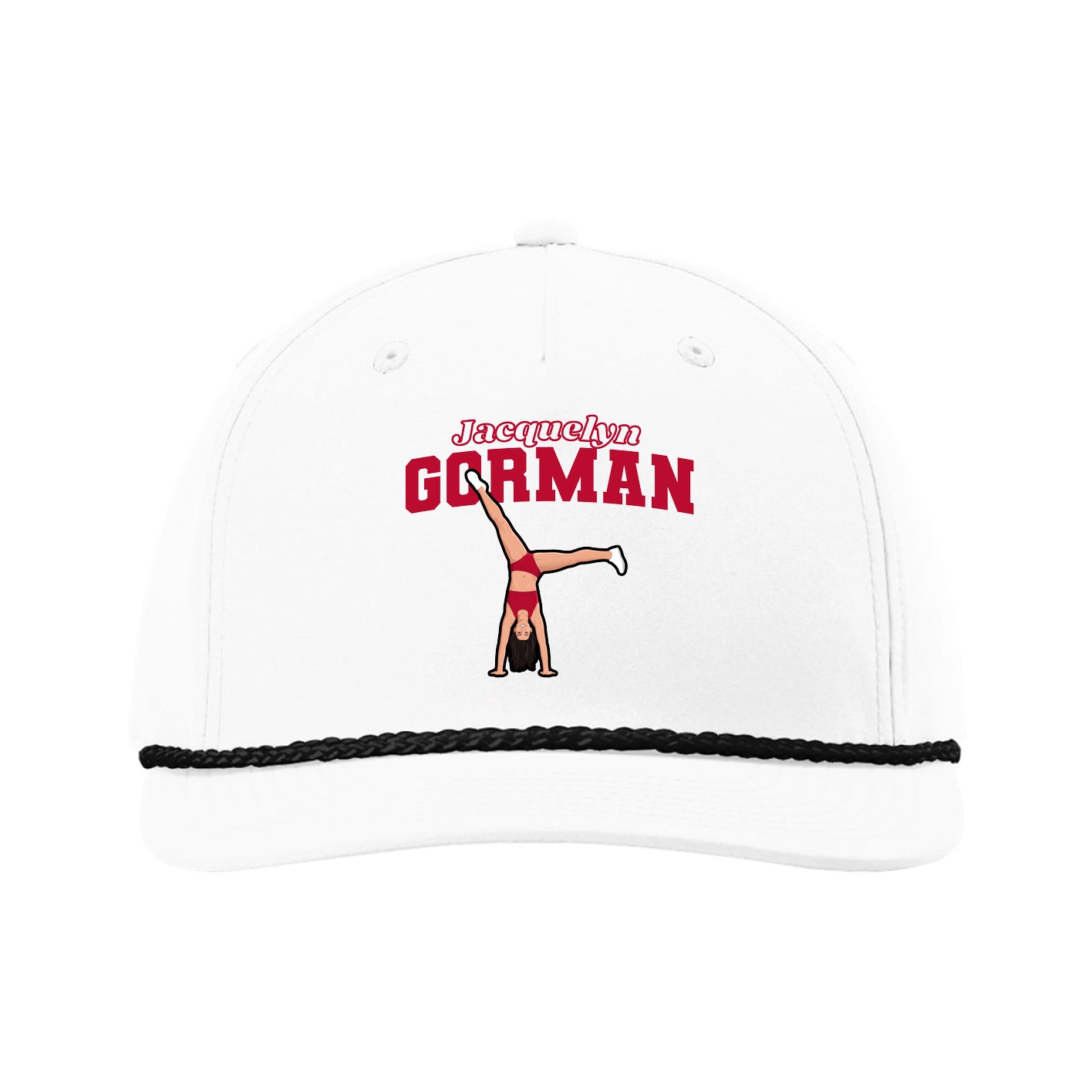 Five-Panel Classic Rope Cap — Name Arch in White