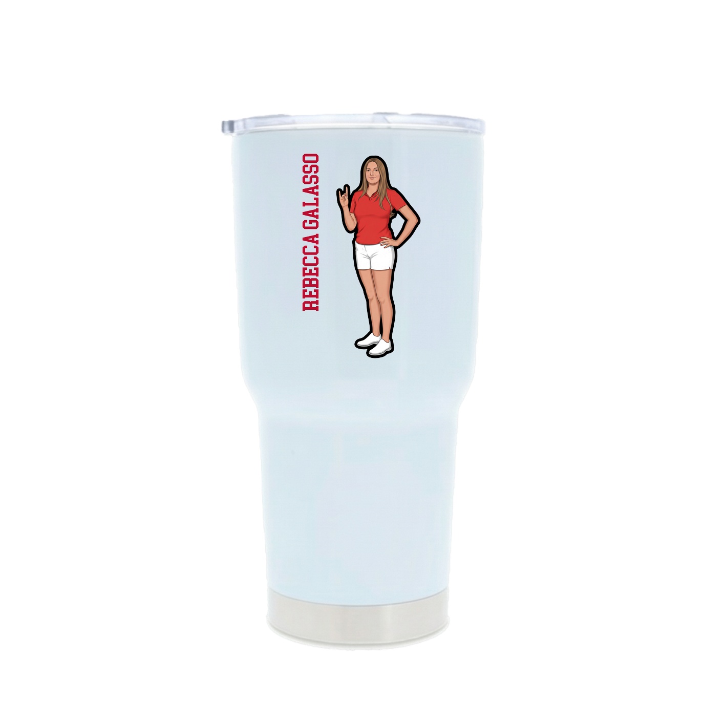 30oz Stainless Steel Tumbler — Name Vertical in White