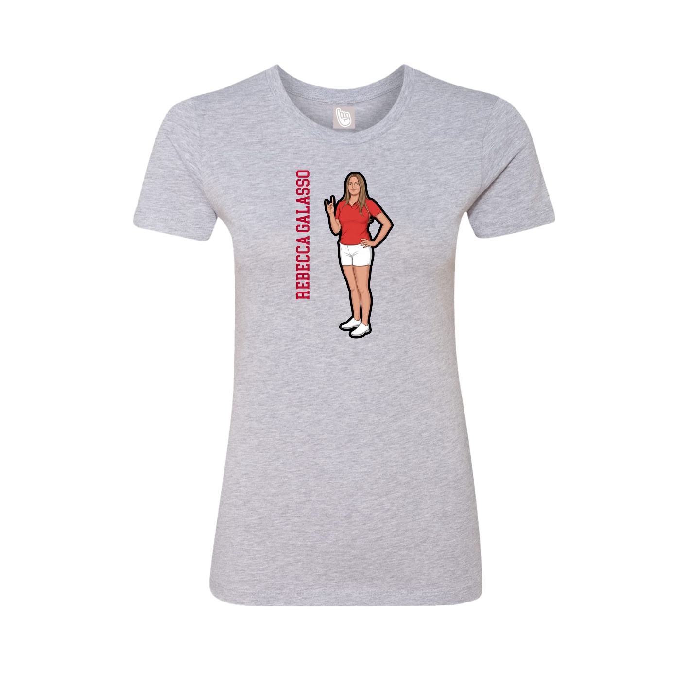 Fitted Women's Tee — Name Vertical in Grey