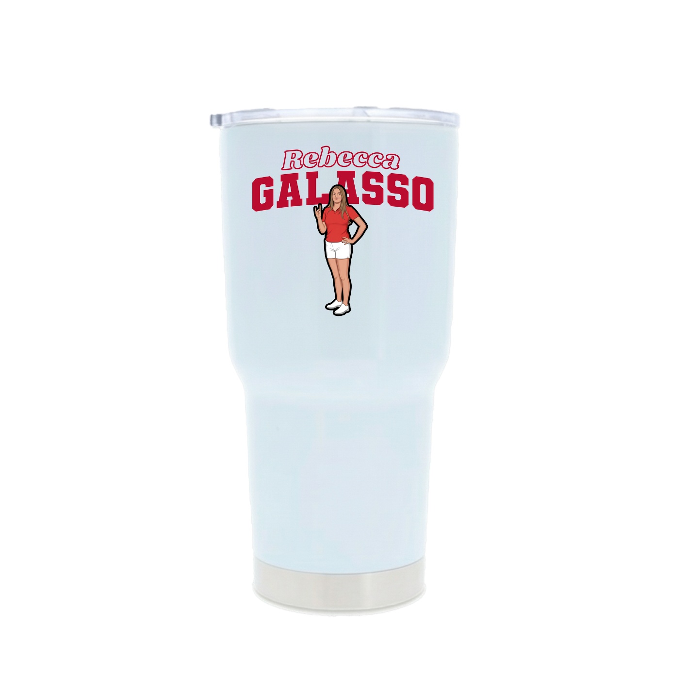30oz Stainless Steel Tumbler — Name Arch in White