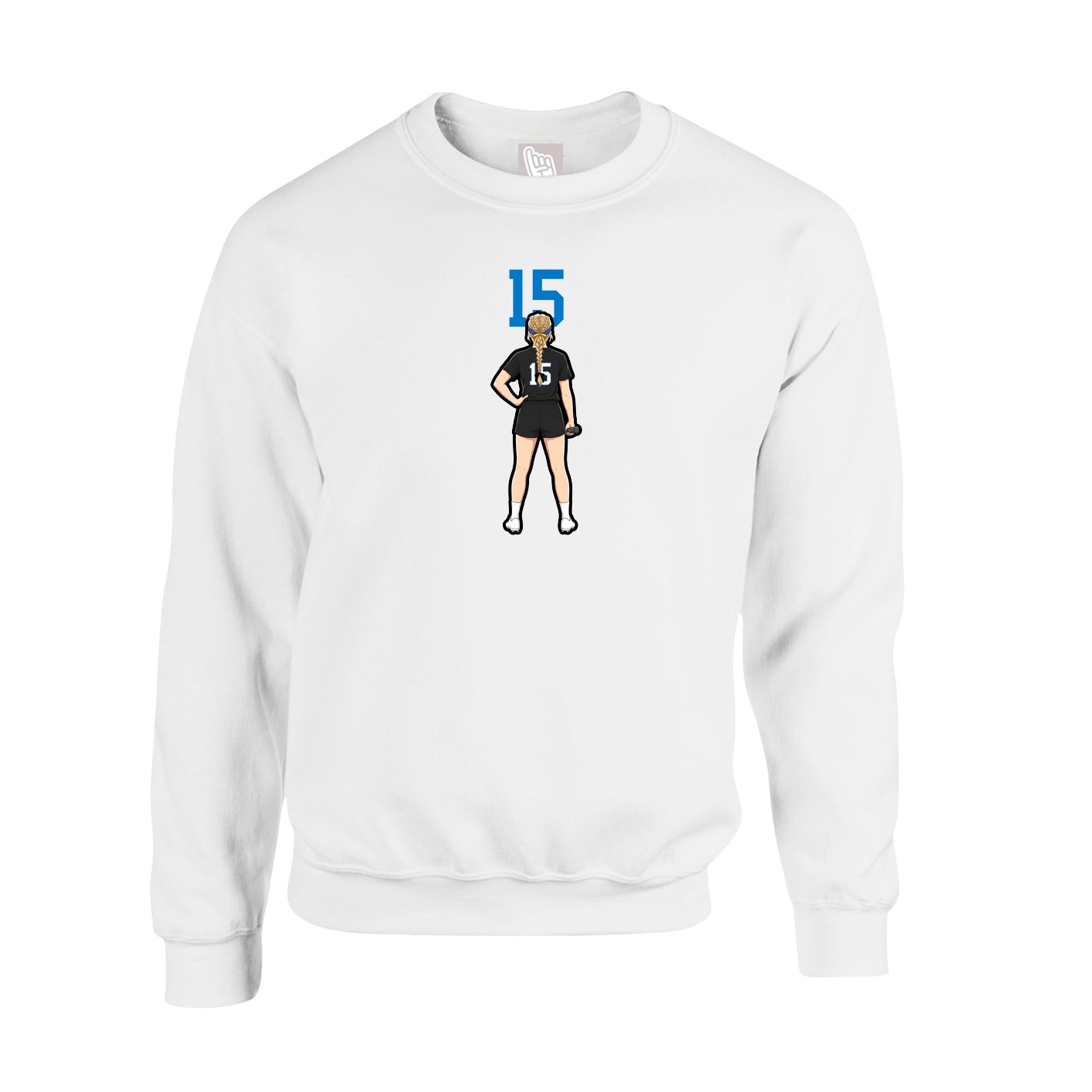 Fleece Crew — Number Top in White