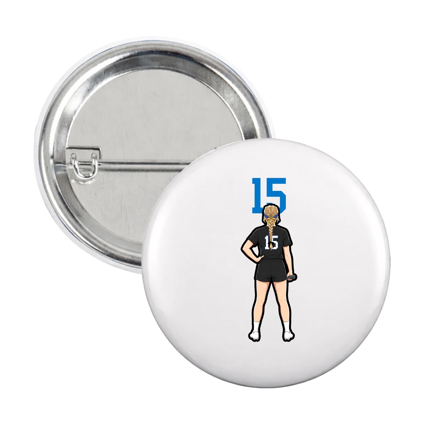 Game Day Button — Number Top in White