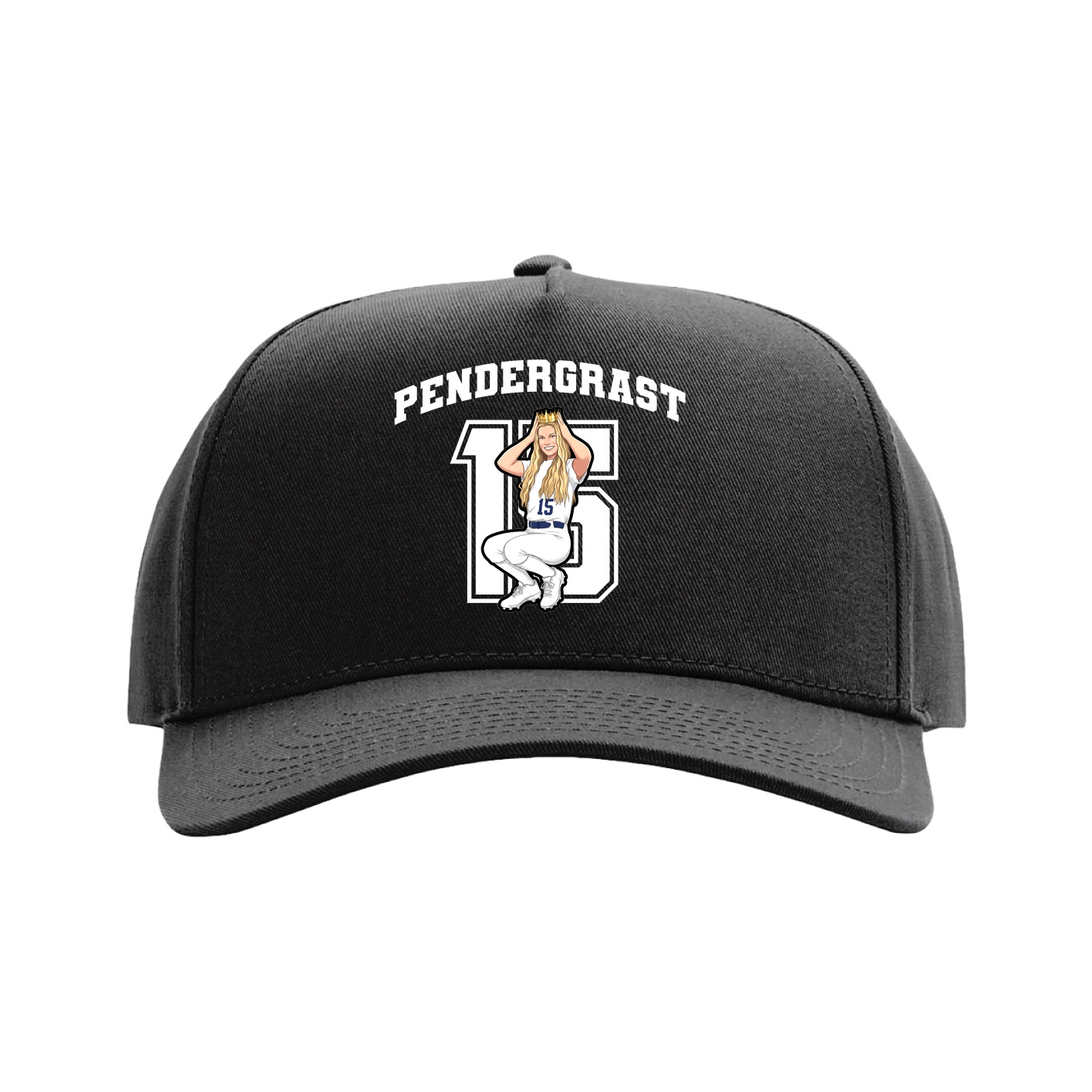 Full Fabric Five-Panel Champ Cap — Number in Black