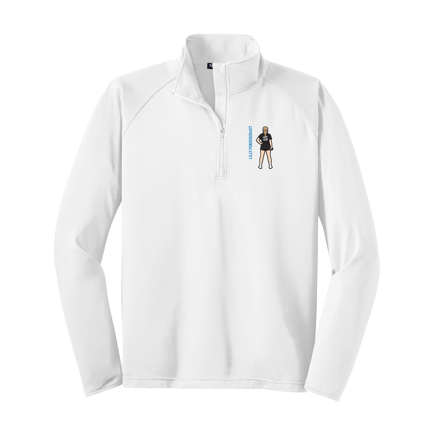 Q-Zip Pullover — Name Vertical in White