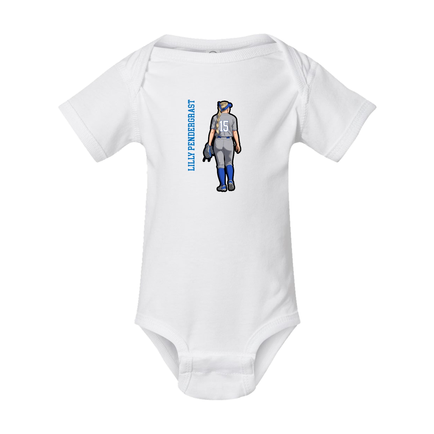 Baby Onesie — Name Vertical in White