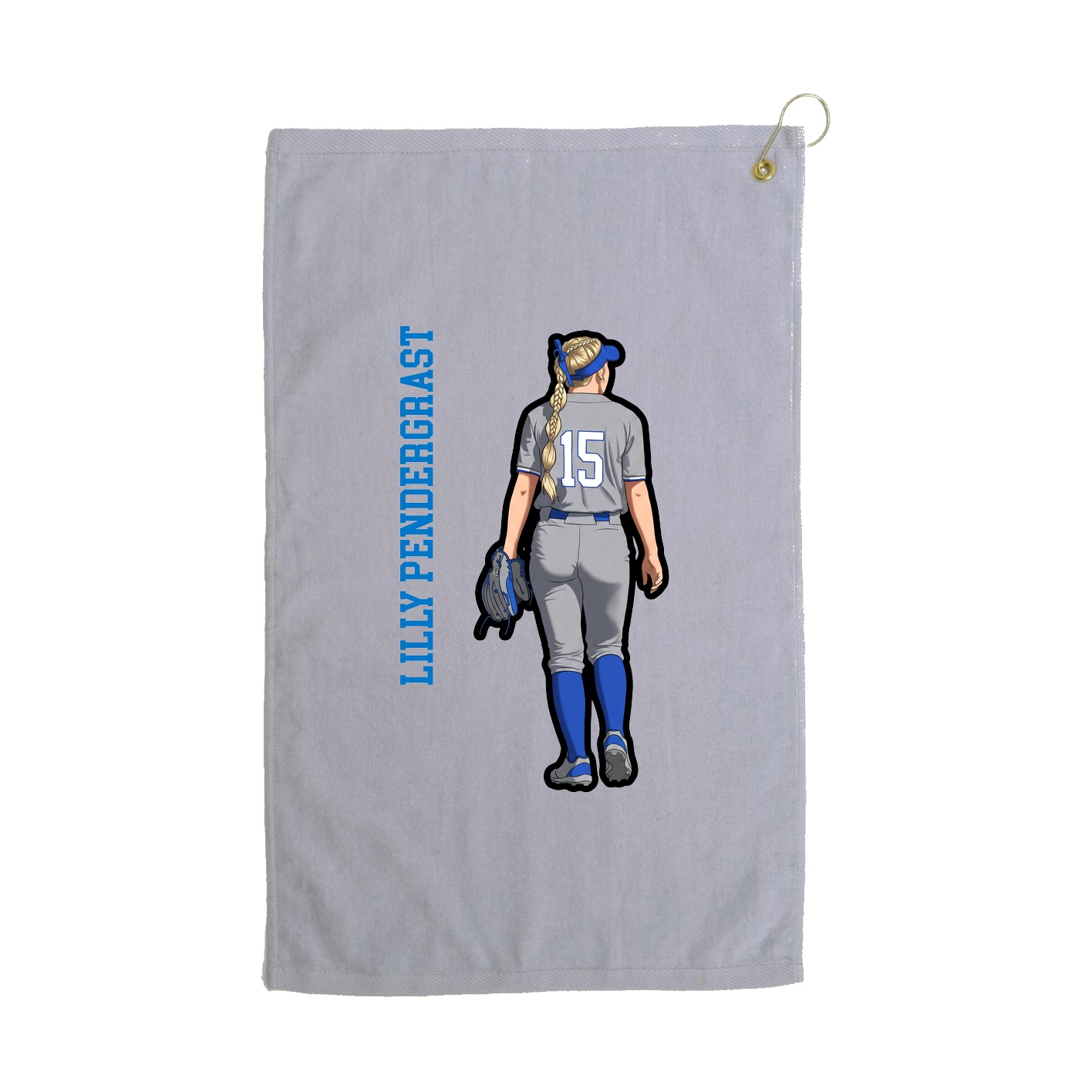 Golf Towel — Name Vertical in Grey