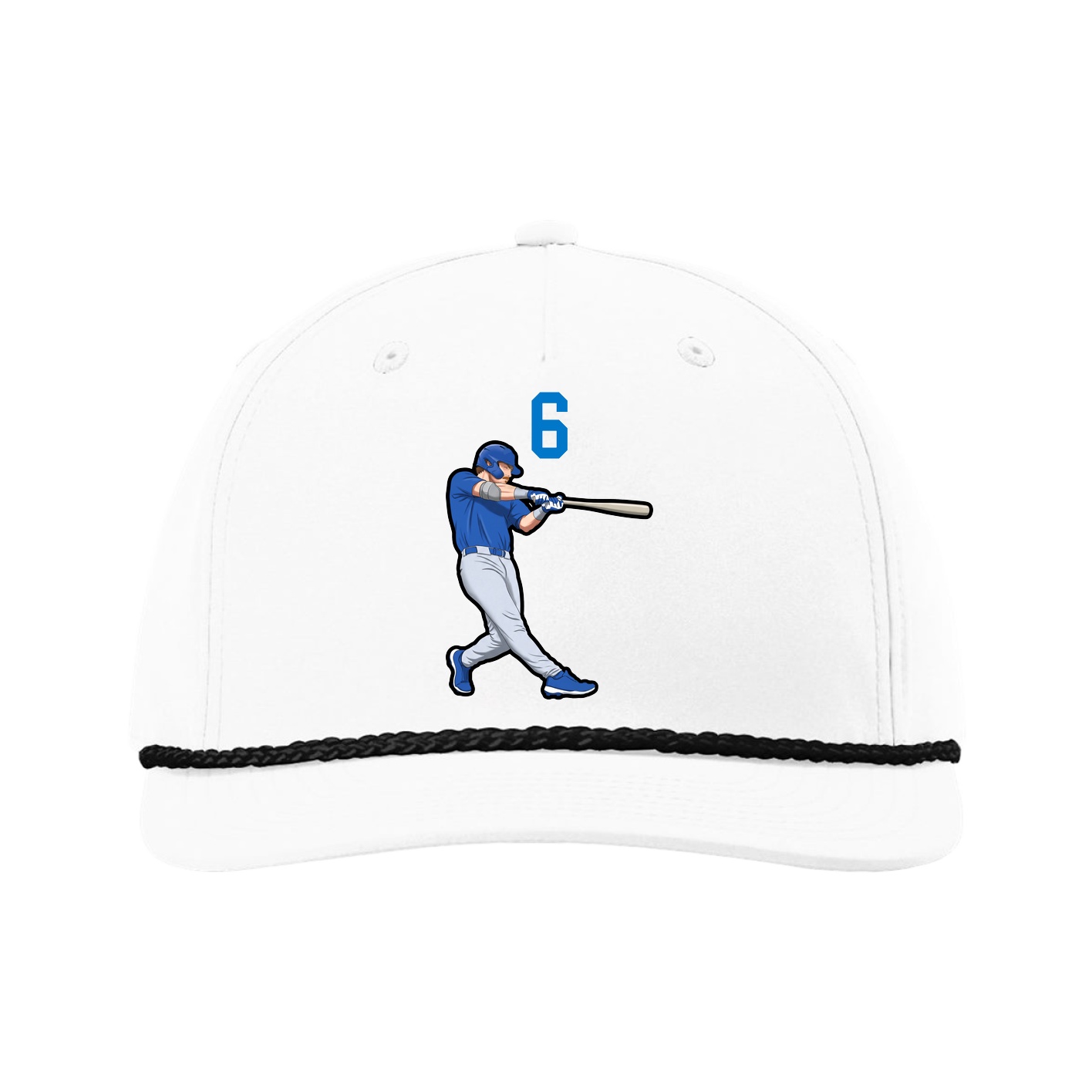 Five-Panel Classic Rope Cap — Number Top in White