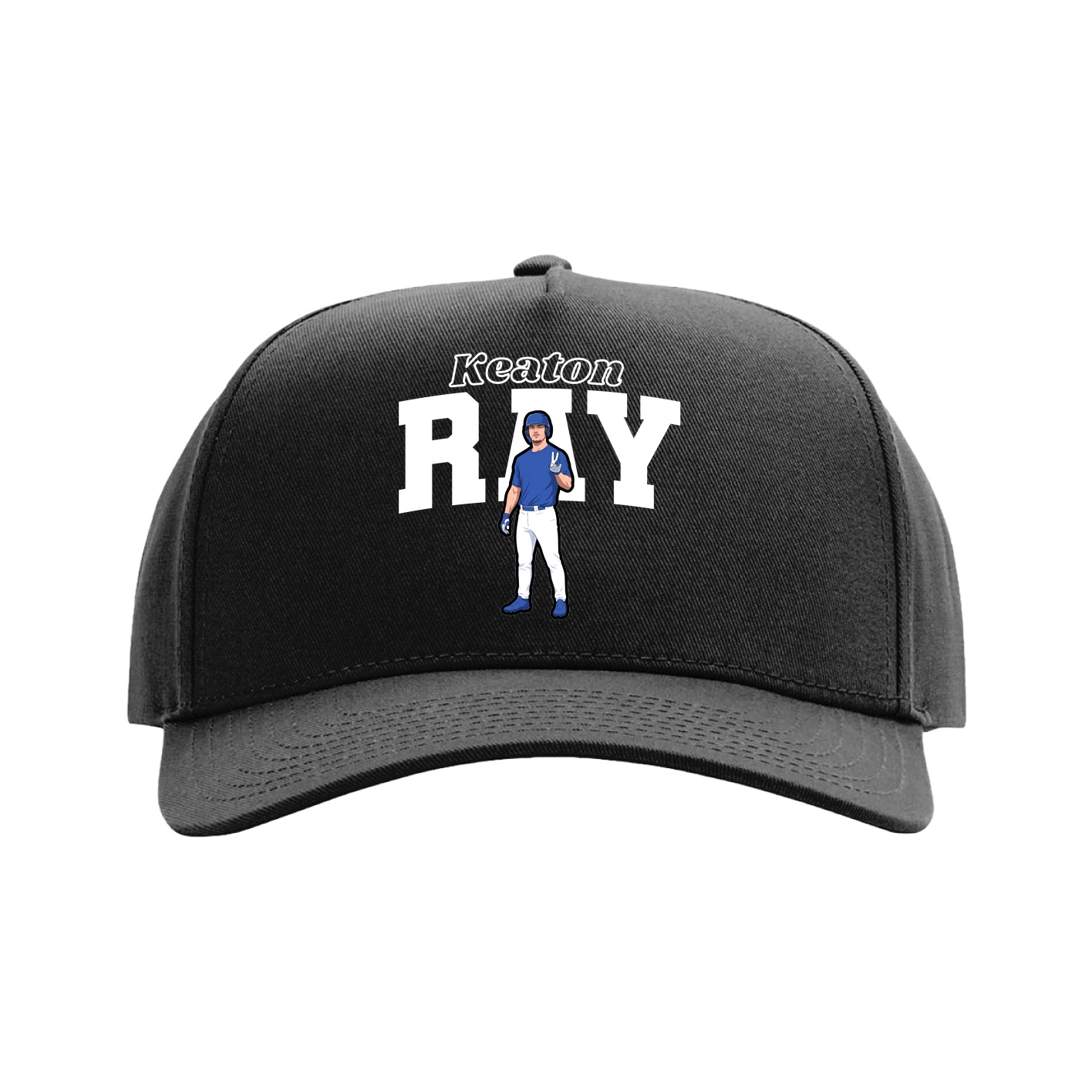 Full Fabric Five-Panel Champ Cap — Name Arch in Black