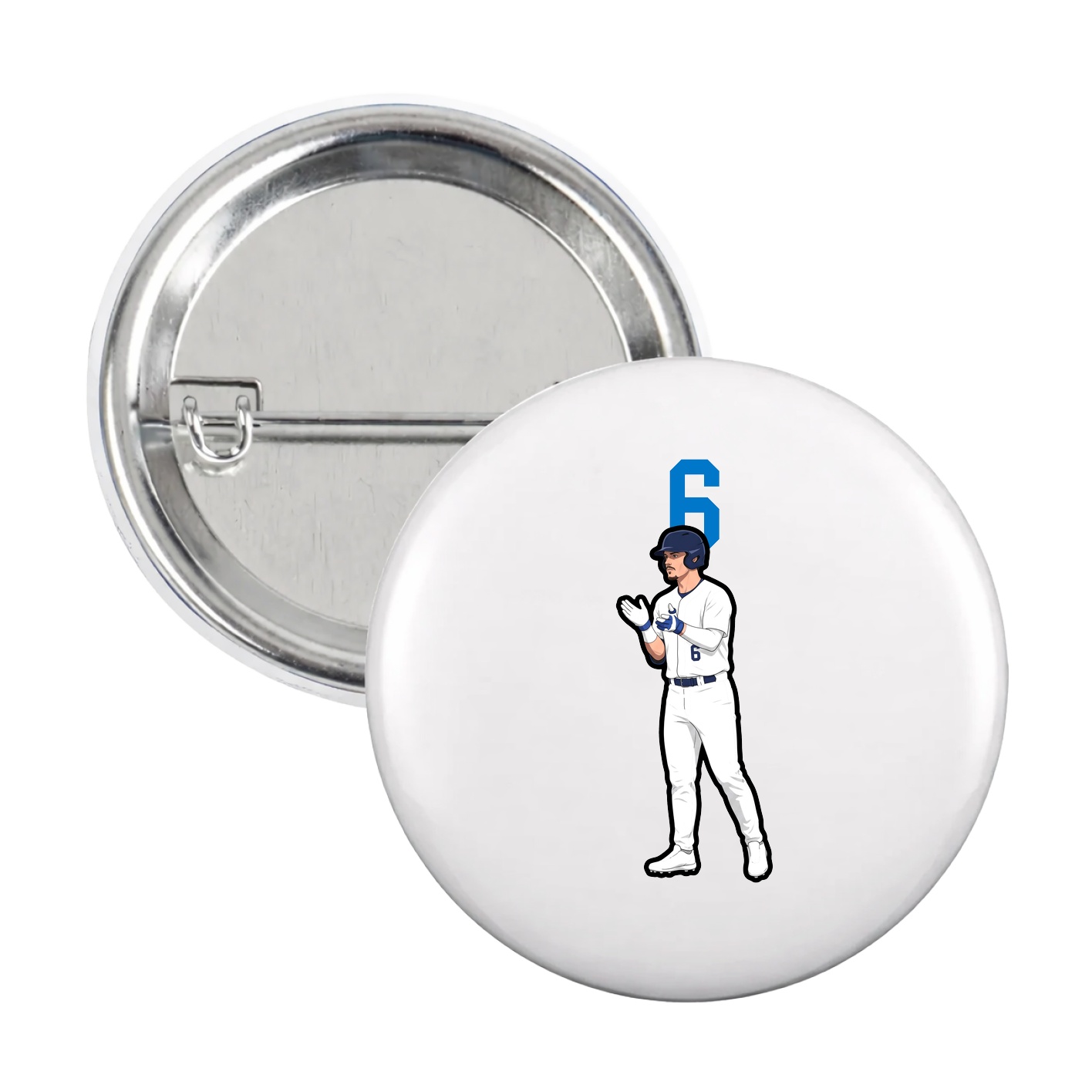 Game Day Button — Number Top in White