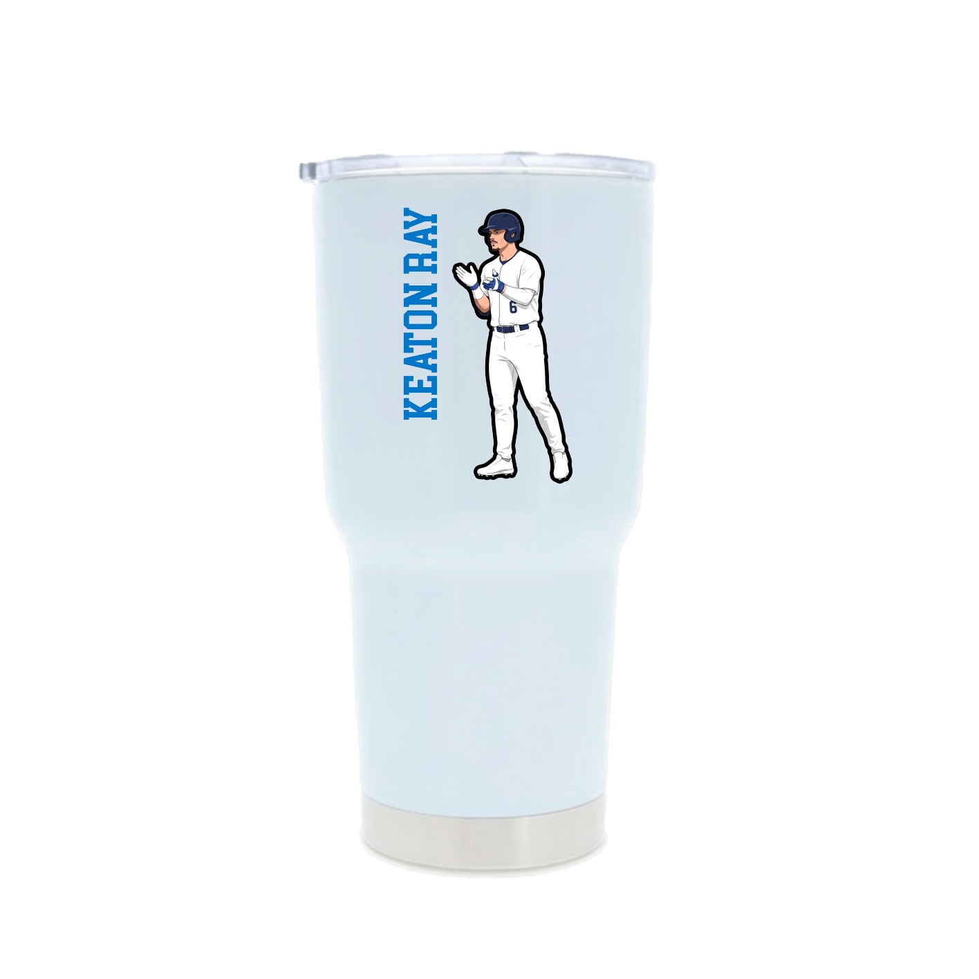 30oz Stainless Steel Tumbler — Name Vertical in White