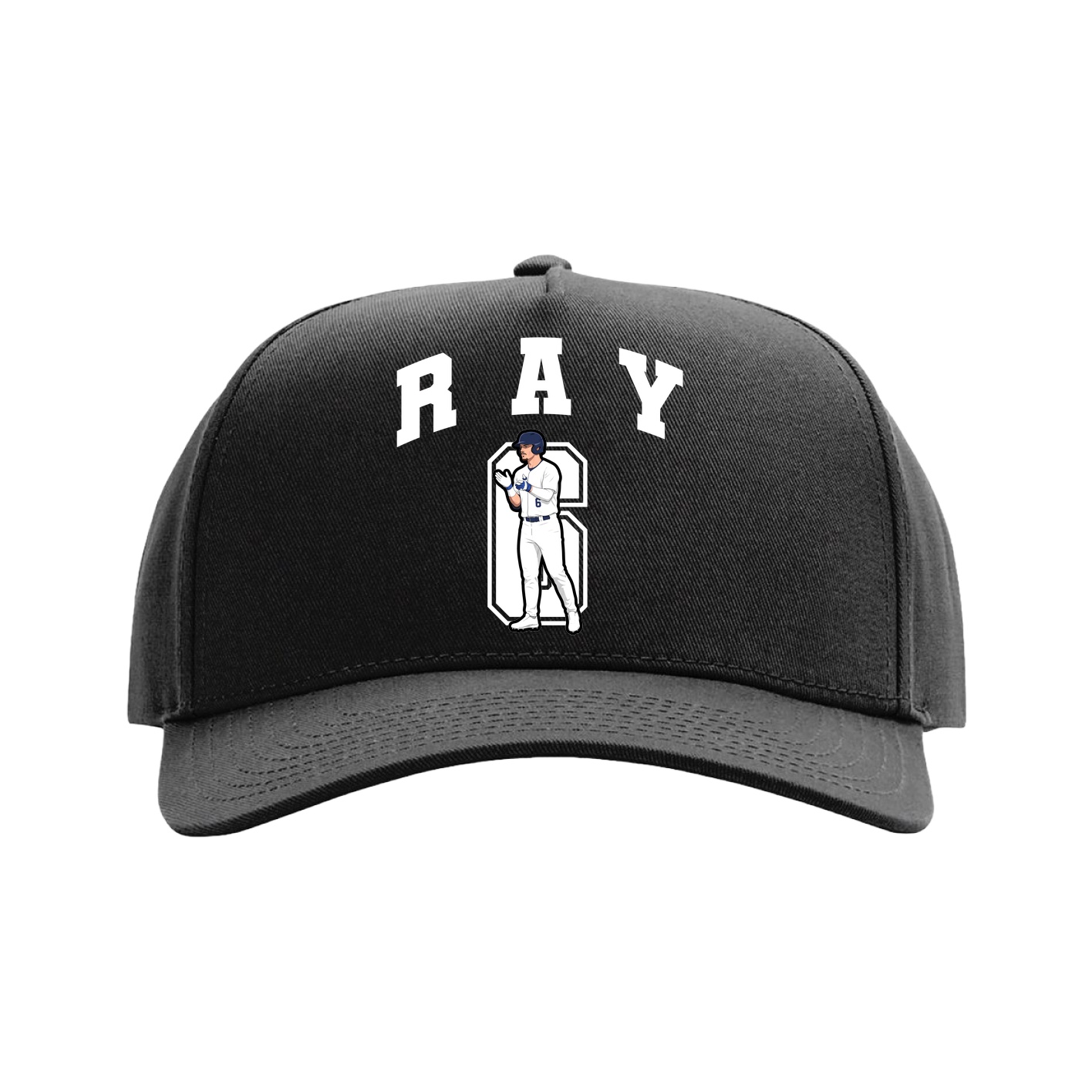 Full Fabric Five-Panel Champ Cap — Number in Black