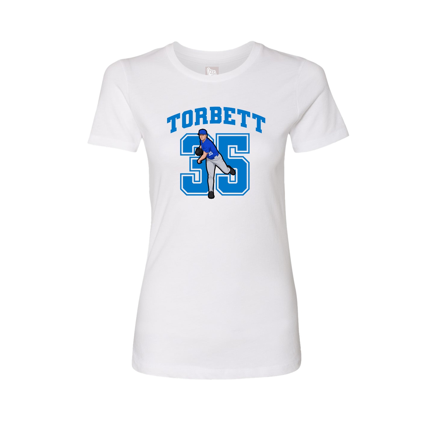 Fitted Women's Tee — Number in White