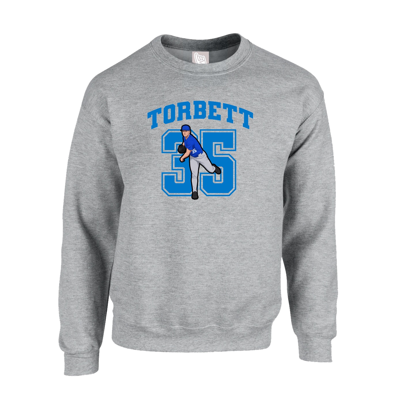 Fleece Crew — Number in Grey