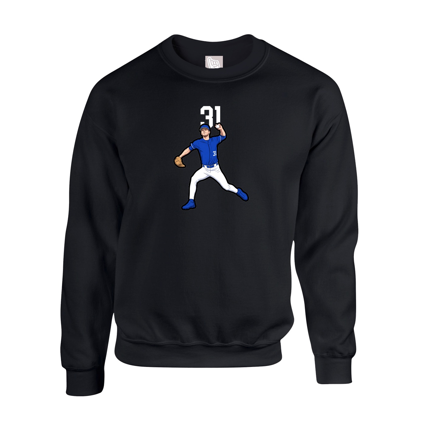 Fleece Crew — Number Top in Black